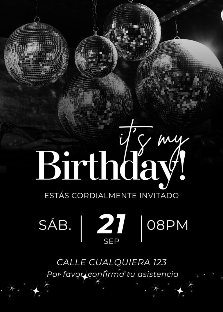 Invitacion vertical elegante blanco y negro