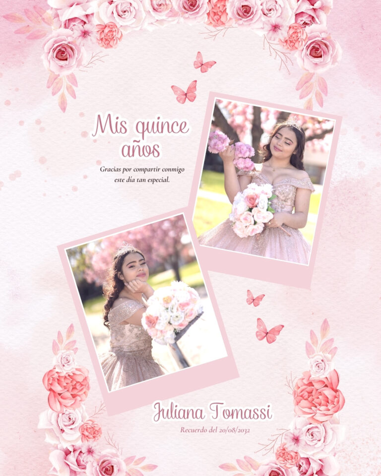 Video para Dispositivos Móviles Quince Años Floral Delicado Rosa